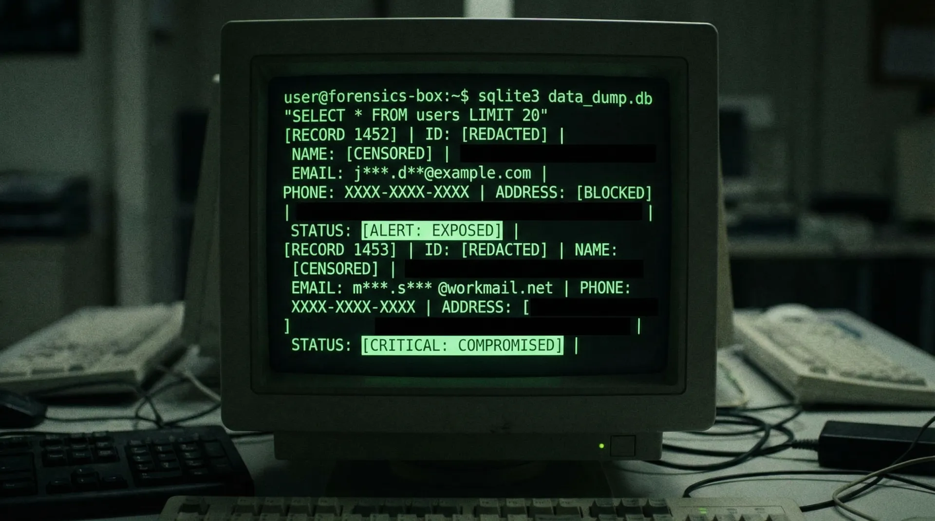 [截图] 显示了泄露数据库的终端查询界面 - 91黑料 独家证据
